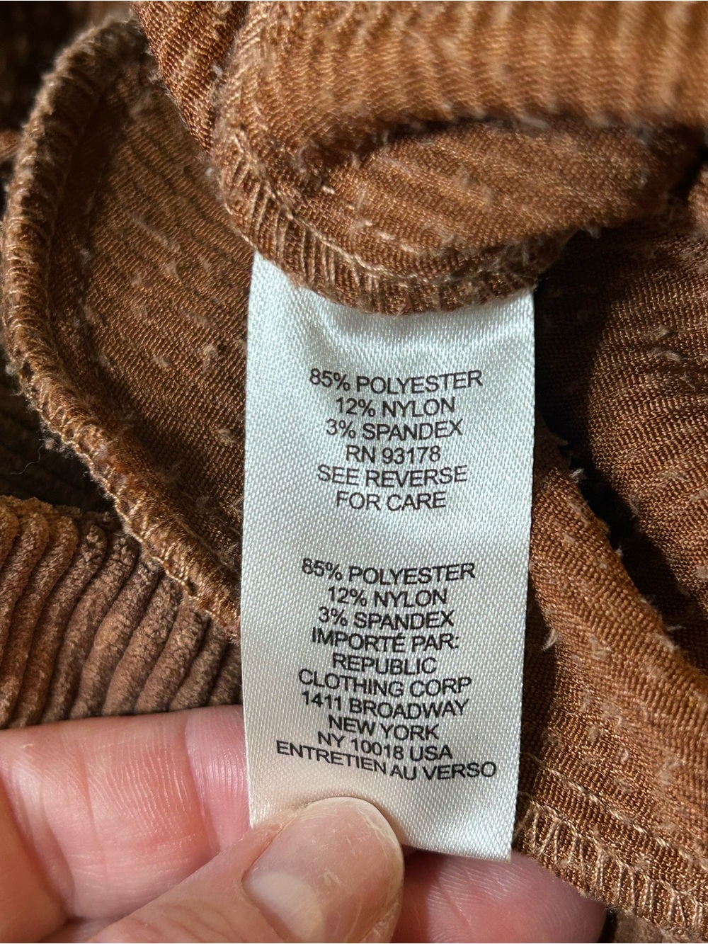 T Tahari Camel-Brown Wide-Leg Corduroy Pants Size 10 - Picture 11 of 15